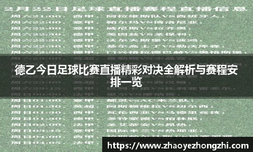 德乙今日足球比赛直播精彩对决全解析与赛程安排一览