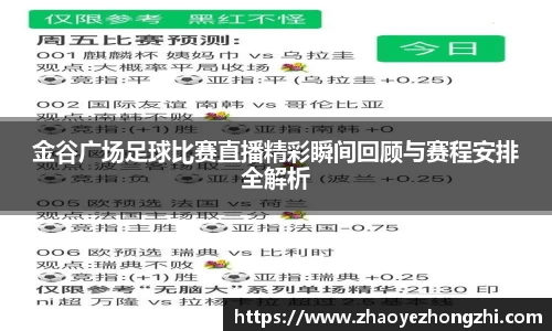 金谷广场足球比赛直播精彩瞬间回顾与赛程安排全解析